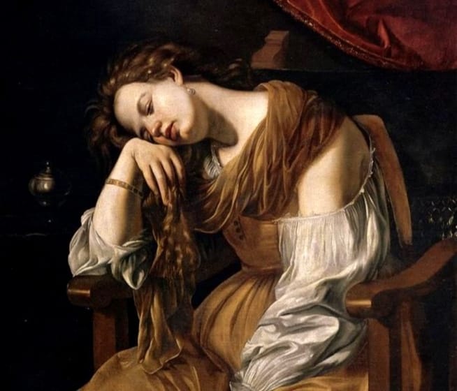 Penitent Magdalene is a painting by the Italian artist Artemisia Gentileschi. It hangs in Seville Cathedral. It has probably been in the cathedral since the late 17th century. The painting's first home was the collection of Fernando Enriquez Afan de Ribera, from 1626 to 1637. She returned to the subject later in the 1620s in Mary Magdalene as Melancholy.