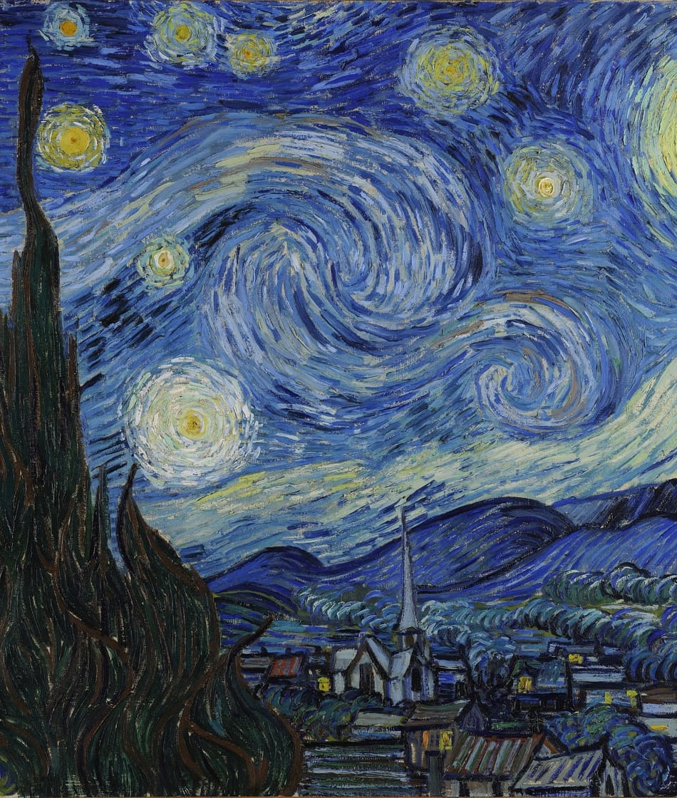 Although The Starry Night was painted during the day in Van Gogh's ground-floor studio, it would be inaccurate to state that the picture was painted from memory. The view has been identified as the one from his bedroom window, facing east, a view which Van Gogh painted variations of no fewer than twenty-one times, including The Starry Night. "Through the iron-barred window," he wrote to his brother, Theo, around 23 May 1889, "I can see an enclosed square of wheat ... above which, in the morning, I watch the sun rise in all its glory."