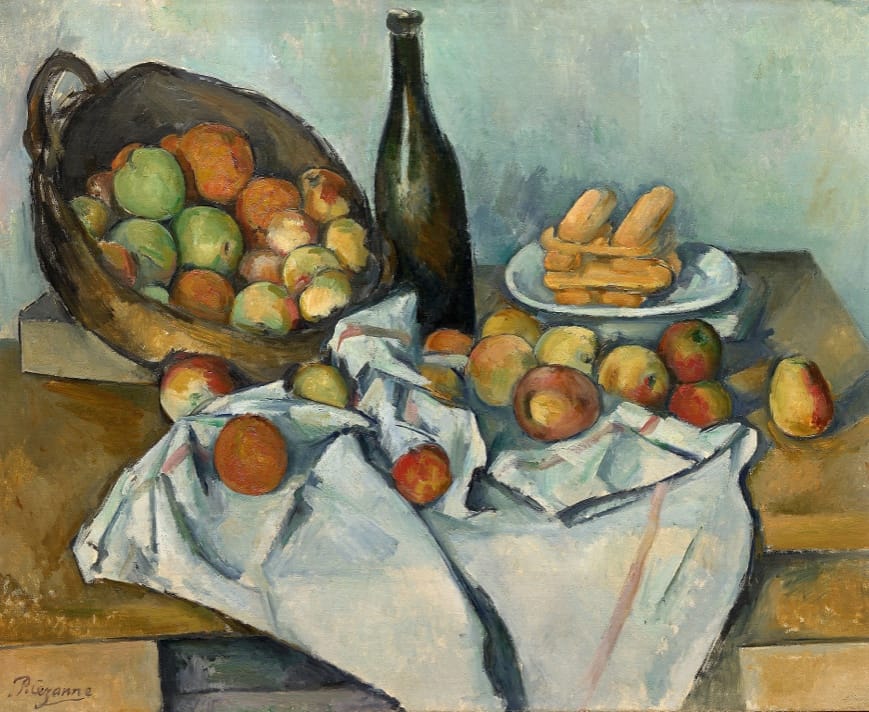 The Basket of Apples (French: Le panier de pommes) is a still life oil painting by French artist Paul Cézanne, which he created c. 1893. The painting is particularly remarkable for its creative composition, which rejected realistic representation in favour of distorting objects to create multiple perspectives. This approach eventually influenced other art movements, including Fauvism and Cubism. It belongs to the Helen Birch Bartlett Memorial Collection of the Art Institute of Chicago.